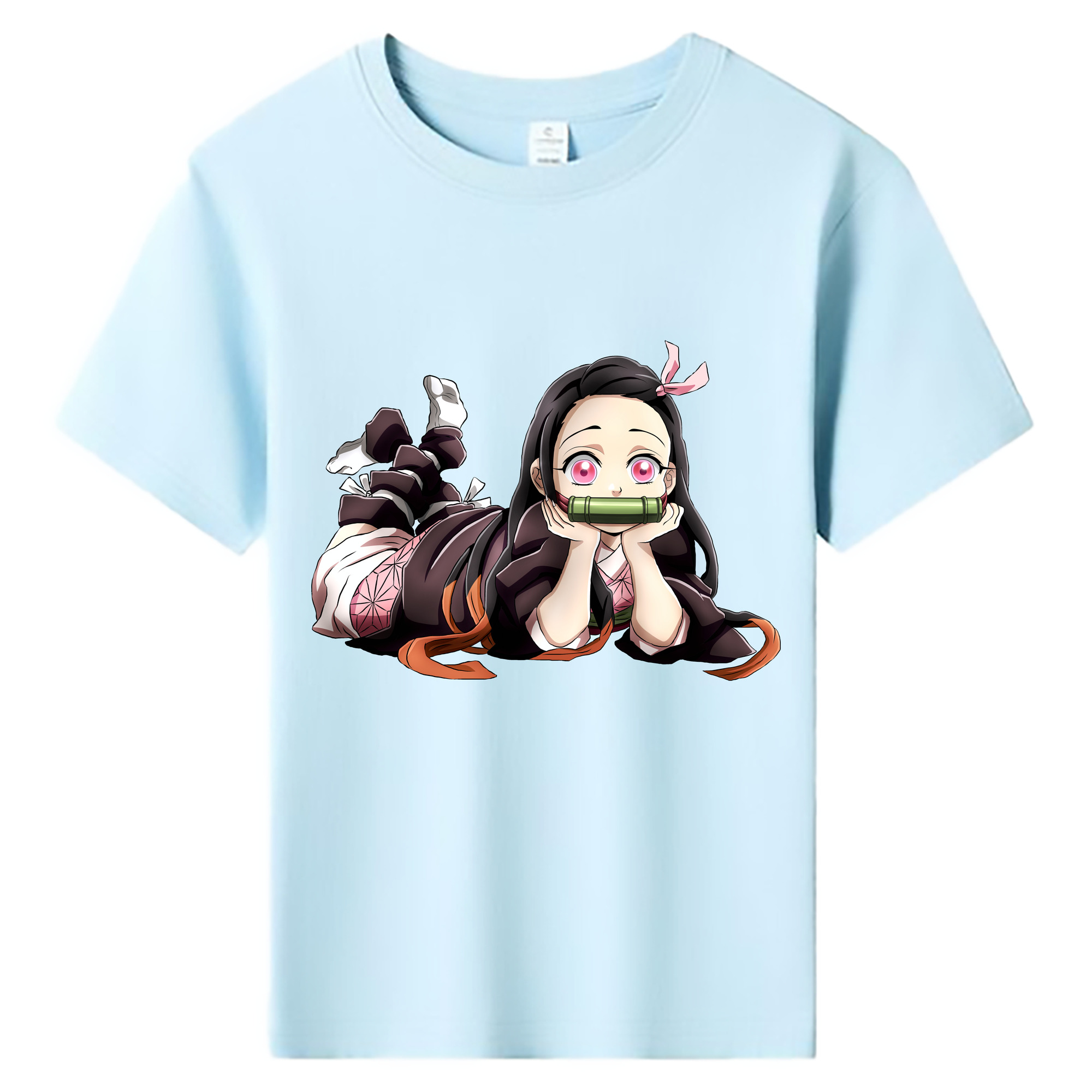 （画像用） 鬼滅の刃（きめつのやいば）竈門 禰󠄀豆子／かまど ねずこ Kamado Nezuko 綿100％キッズTシャツ（フロントプリント）